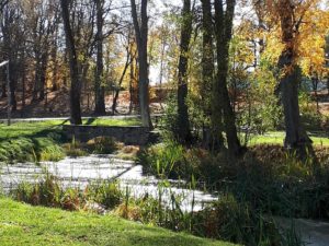 Malowniczy widok na rozległy ogród i park otaczający Zajazd Podzamcze